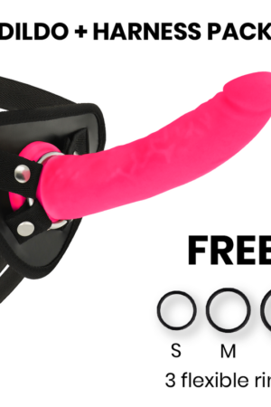 DELTA CLUB - TOYS DILDO + ARNES ROSA SILICONA MEDICA 20 CM -O- 4 CM