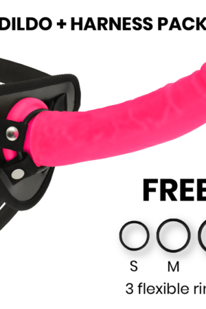 DELTA CLUB - TOYS ARNES + DILDO ROSA SILICONA MEDICA 23 CM -O- 4.5 CM