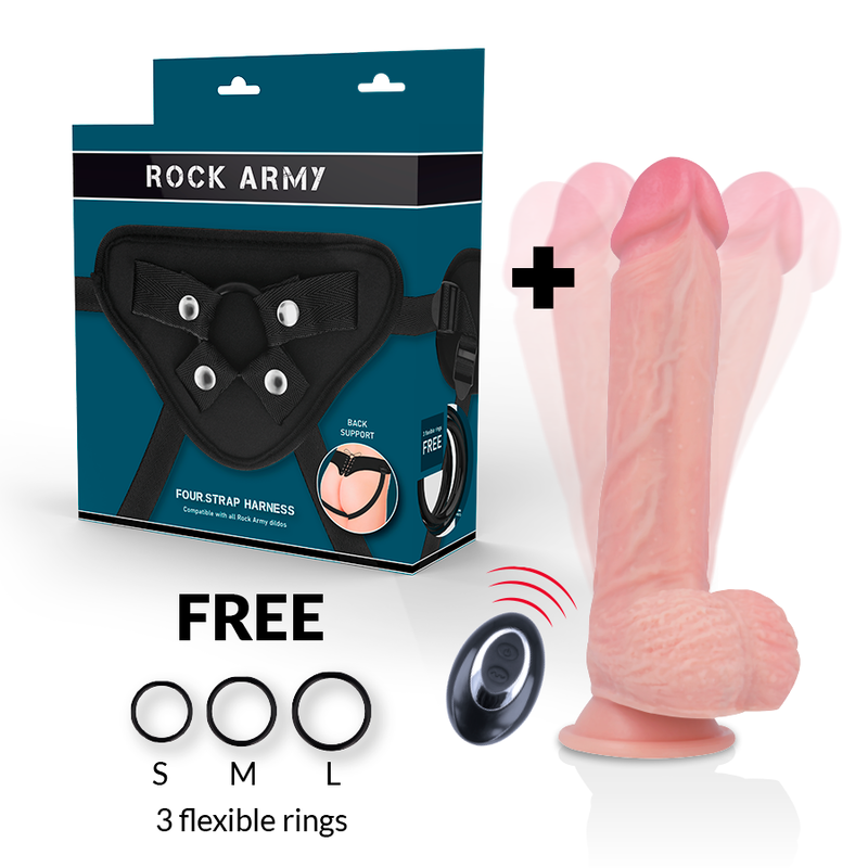 ROCKARMY - ARNÉS + LIQUID SILICONE VIBRADOR CONTROL REMOTO PREMIUM APACHE 20.5 CM -O- 4.62 CM - Imagen 12